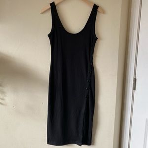 Mid length Black Dress w slit